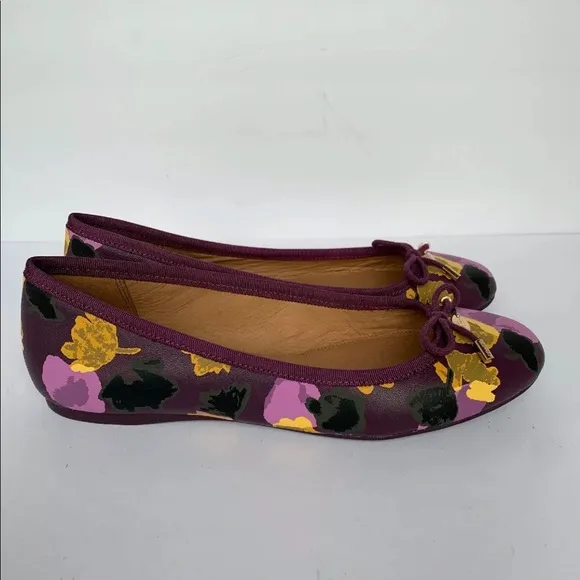Coach Lara Floral Tumbled  flats Size 7.5 M Plum