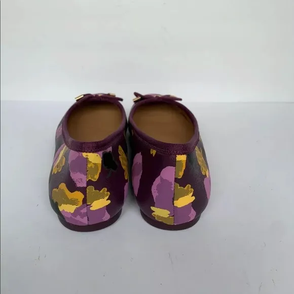 Coach Lara Floral Tumbled  flats Size 7.5 M Plum