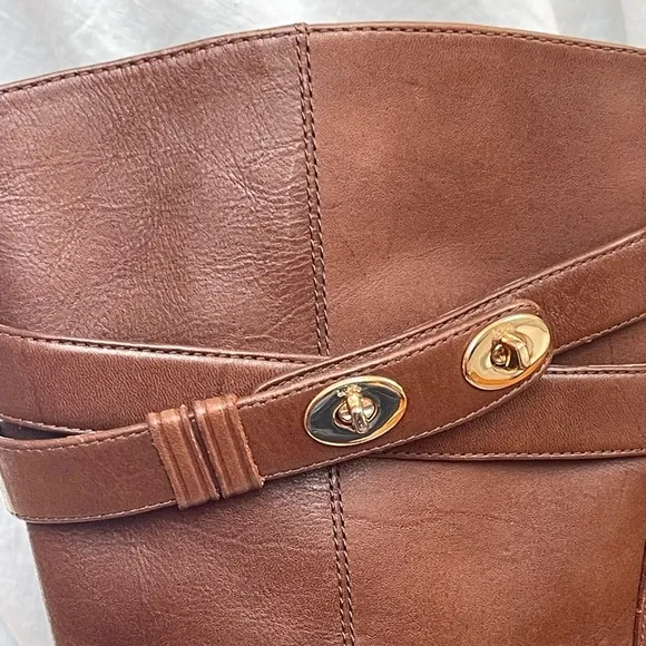 Coach Linette Boot Brown Leather Tall Flat 6B