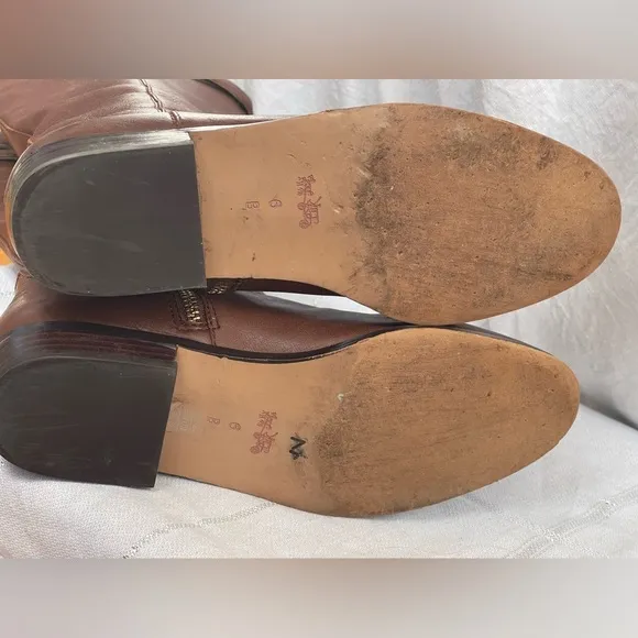 Coach Linette Boot Brown Leather Tall Flat 6B