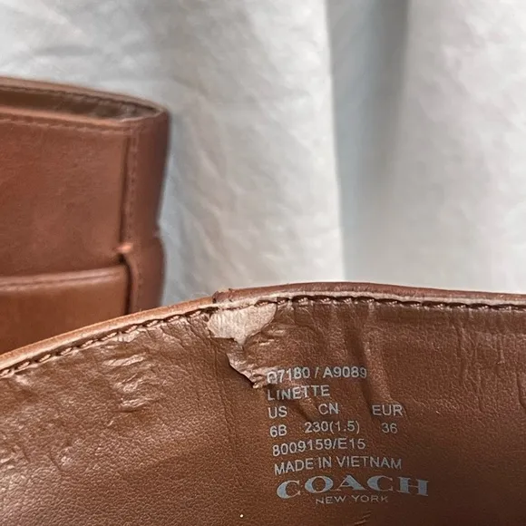 Coach Linette Boot Brown Leather Tall Flat 6B