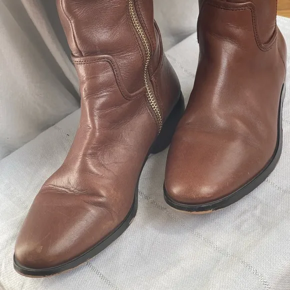Coach Linette Boot Brown Leather Tall Flat 6B