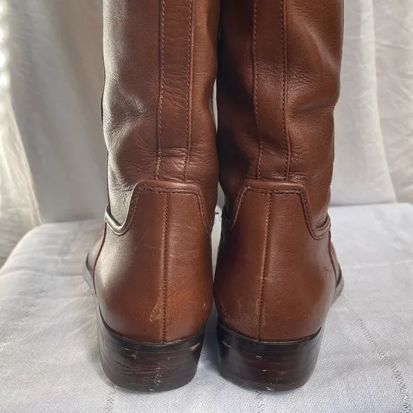 Coach Linette Boot Brown Leather Tall Flat 6B