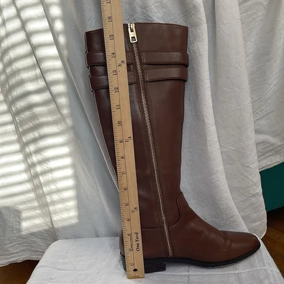 Coach Linette Boot Brown Leather Tall Flat 6B