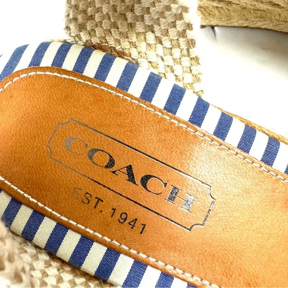 Coach Patchwork Lace Up Espadrille Wedges 9 Ankle Strap Canvas Shoes Womens