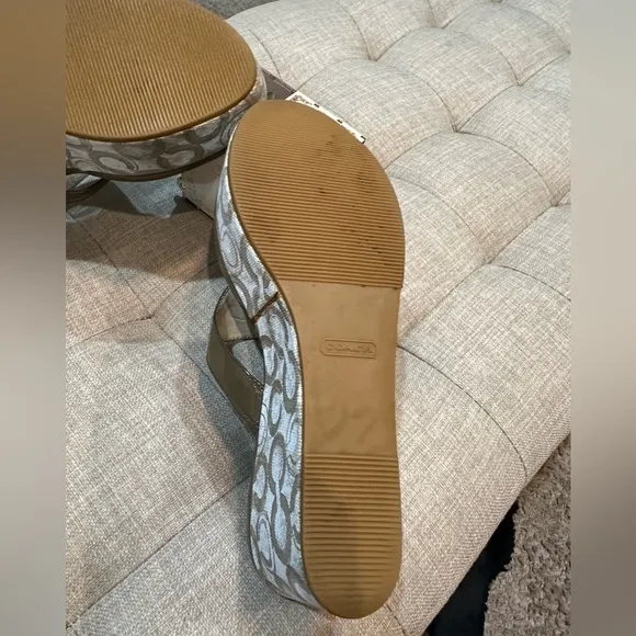 Coach Patent Leather Jody Signature Wedges - Size 10 Taupe (EUC)