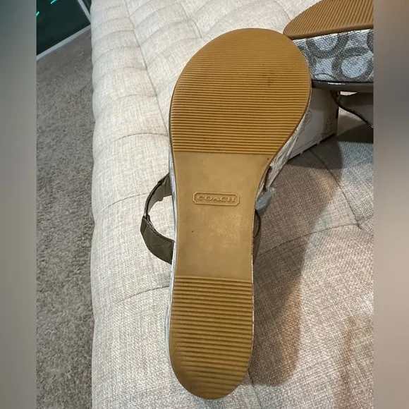 Coach Patent Leather Jody Signature Wedges - Size 10 Taupe (EUC)
