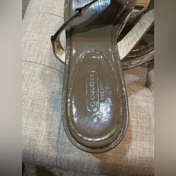 Coach Patent Leather Jody Signature Wedges - Size 10 Taupe (EUC)
