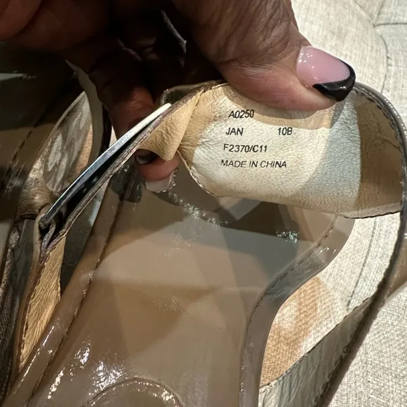 Coach Patent Leather Jody Signature Wedges - Size 10 Taupe (EUC)