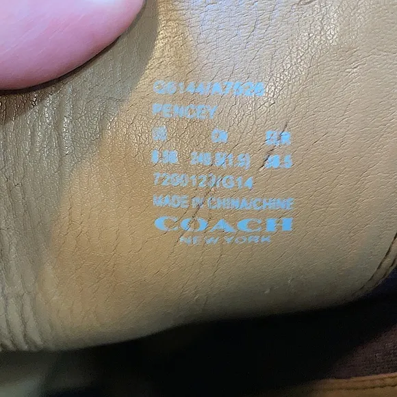 Coach Pencey brown leather zip back heeled boots