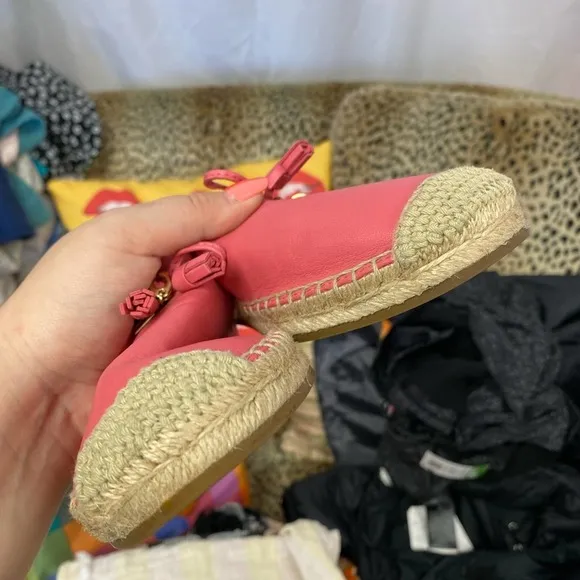 Coach pink Cassidy espadrille leather flats tassel