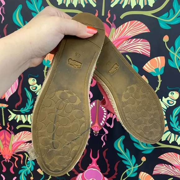 Coach pink Cassidy espadrille leather flats tassel