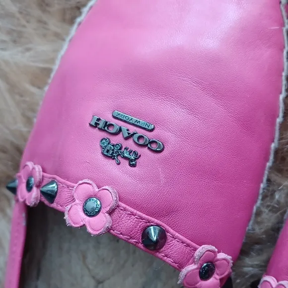 Coach Pink Learher  Espadrille Flats