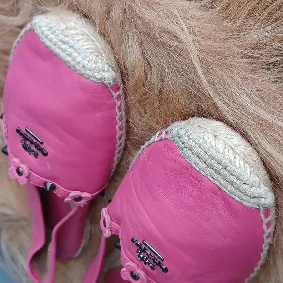 Coach Pink Learher  Espadrille Flats