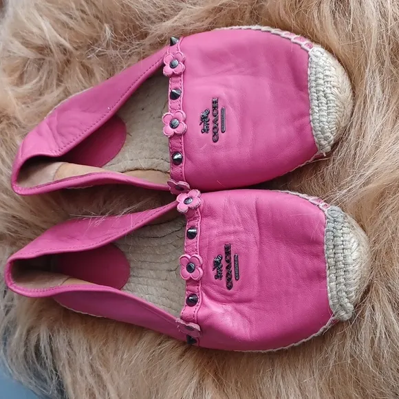 Coach Pink Learher  Espadrille Flats
