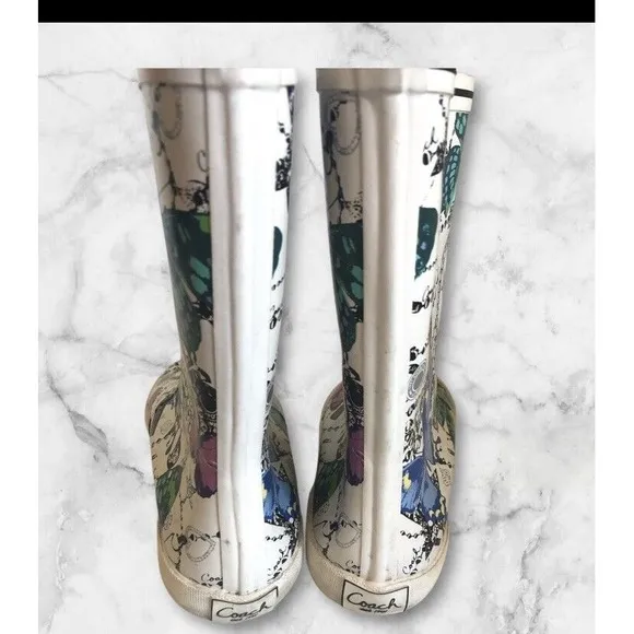 Coach Retired Ursula Butterfly Rubber Rainboots Women's Size 8B Boots Shoes