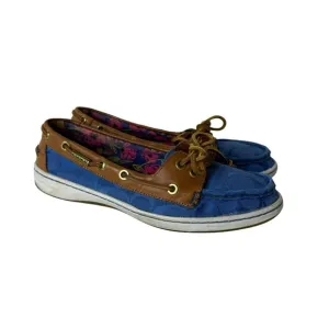 Coach Richelle Boat Shoes Loafer Blue Tan 7.5