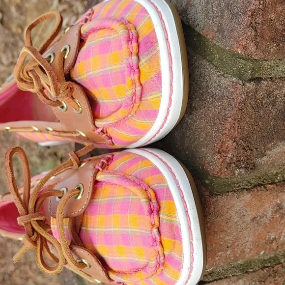 Coach Richelle Cansvas and Leather Plaid Boat Shoe Size 10 (1263)