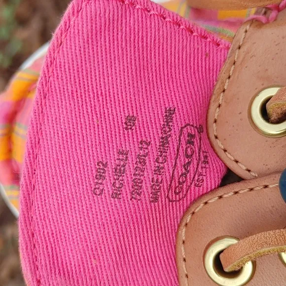 Coach Richelle Cansvas and Leather Plaid Boat Shoe Size 10 (1263)