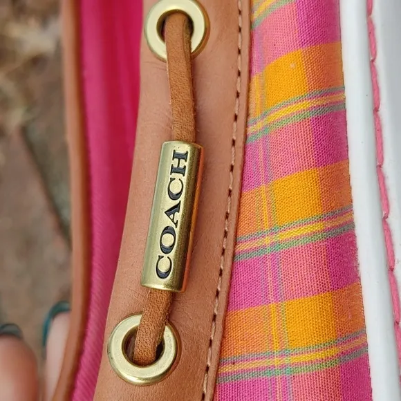 Coach Richelle Cansvas and Leather Plaid Boat Shoe Size 10 (1263)