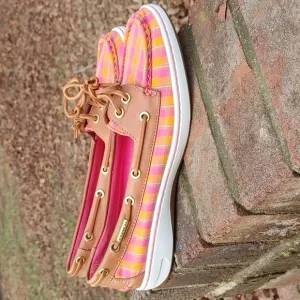 Coach Richelle Cansvas and Leather Plaid Boat Shoe Size 10 (1263)