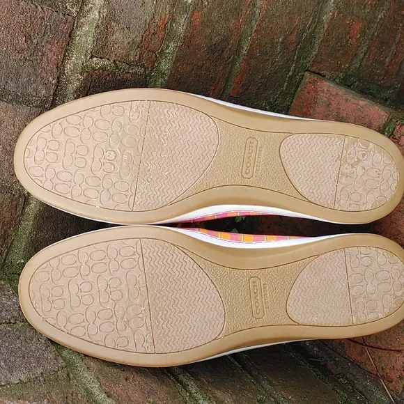 Coach Richelle Cansvas and Leather Plaid Boat Shoe Size 10 (1263)
