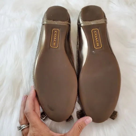 Coach Sophia Size 6.5 Gold Metallic Tassel Ballet Flats