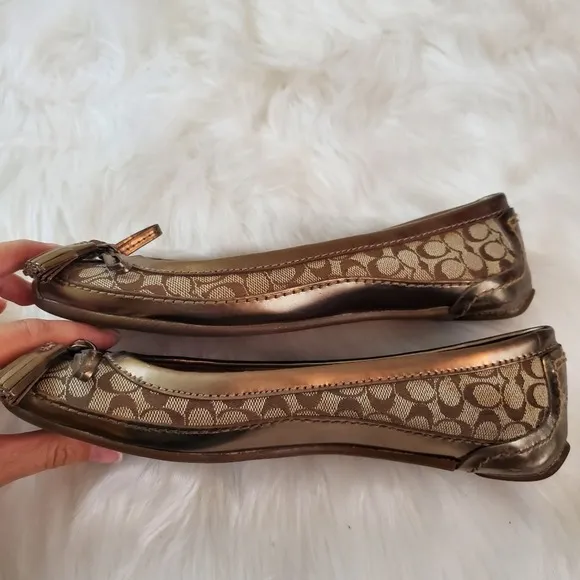 Coach Sophia Size 6.5 Gold Metallic Tassel Ballet Flats