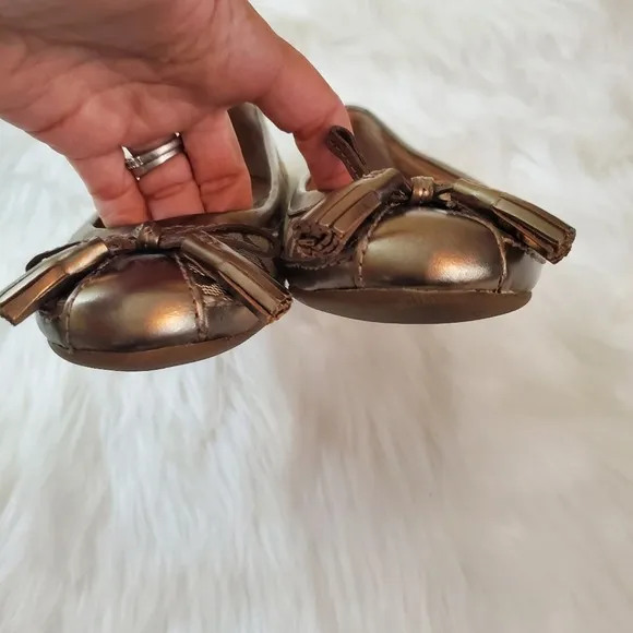 Coach Sophia Size 6.5 Gold Metallic Tassel Ballet Flats