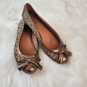 Coach Sophia Size 6.5 Gold Metallic Tassel Ballet Flats