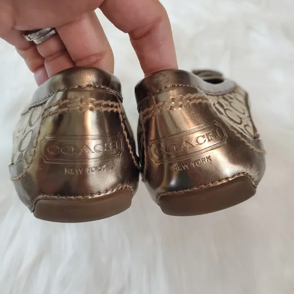 Coach Sophia Size 6.5 Gold Metallic Tassel Ballet Flats