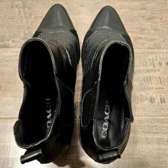 Coach Suffolk Patchwork Black Leather Women's Ankle Bootie sz 8m