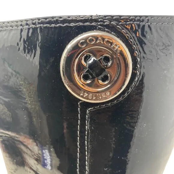 Coach Trystan Boots Womens 7M Black Soft Patent Leather Calf Flat