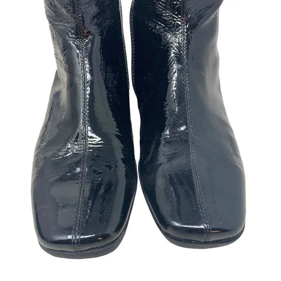 Coach Trystan Boots Womens 7M Black Soft Patent Leather Calf Flat