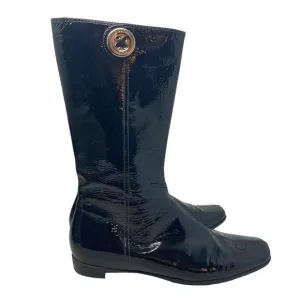 Coach Trystan Boots Womens 7M Black Soft Patent Leather Calf Flat