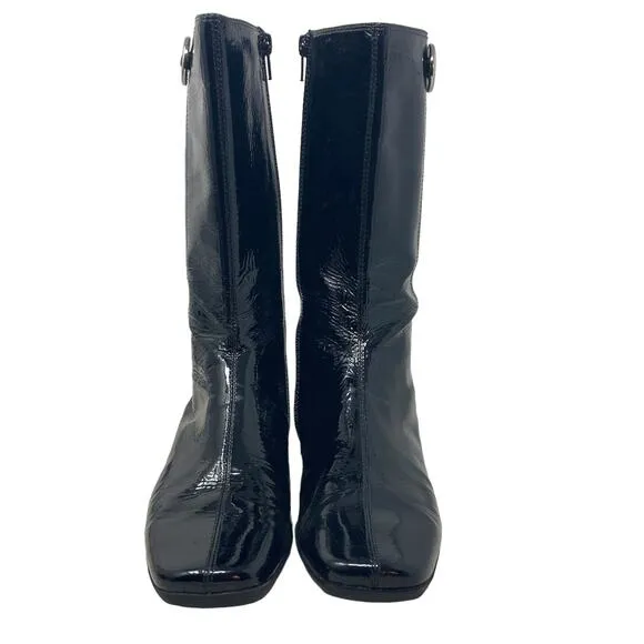 Coach Trystan Boots Womens 7M Black Soft Patent Leather Calf Flat