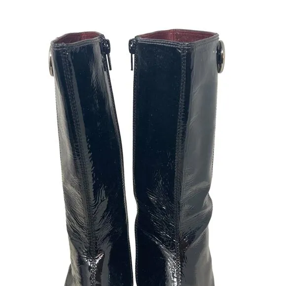 Coach Trystan Boots Womens 7M Black Soft Patent Leather Calf Flat