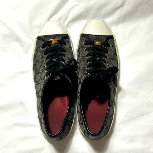 Coach women sneakers, tennis shoes size 8.5B black canvas excellent used