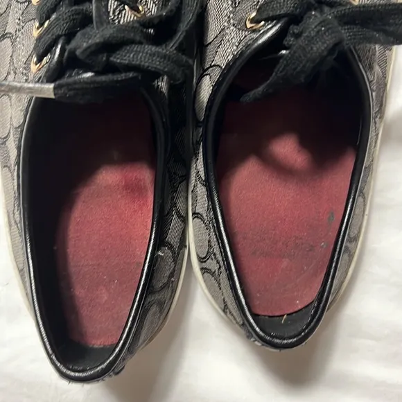 Coach women sneakers, tennis shoes size 8.5B black canvas excellent used