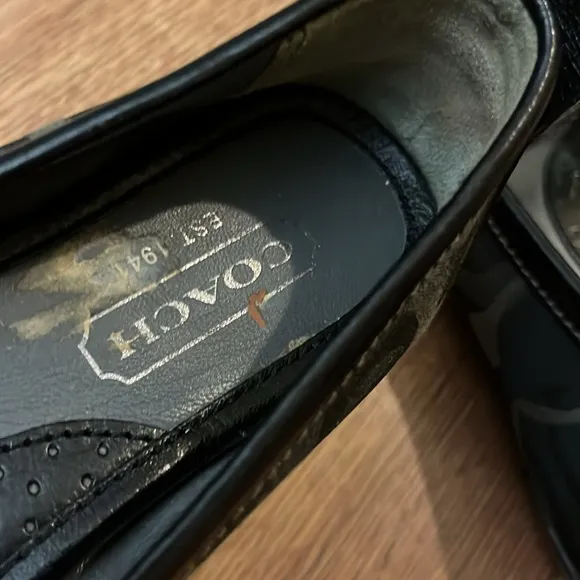 Coach Women's Black Signature Logo Mary Jane Shoes Leather and Canvas Joy Size 5