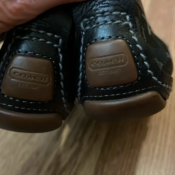 Coach Women's Black Signature Logo Mary Jane Shoes Leather and Canvas Joy Size 5
