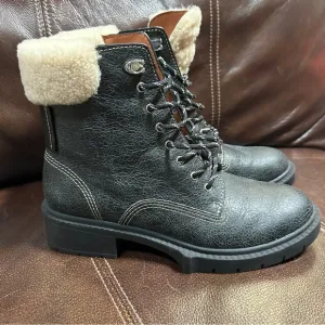 Coach Women's Lorimer G5495 Black Leather Distressed Shearling Boots Size 7 B