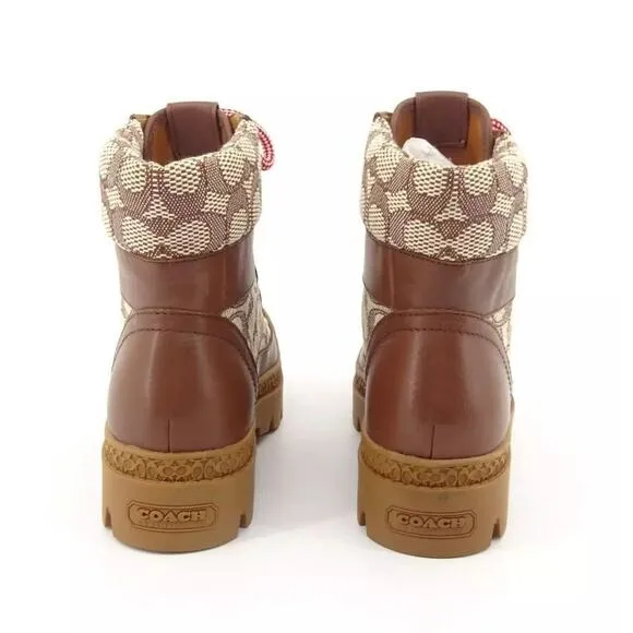 Coach Women's Talia Jacquard Coco/Maple boots, Brown Size 6.5M