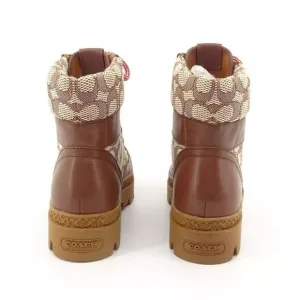 Coach Women's Talia Jacquard Coco/Maple boots, Brown Size 6.5M
