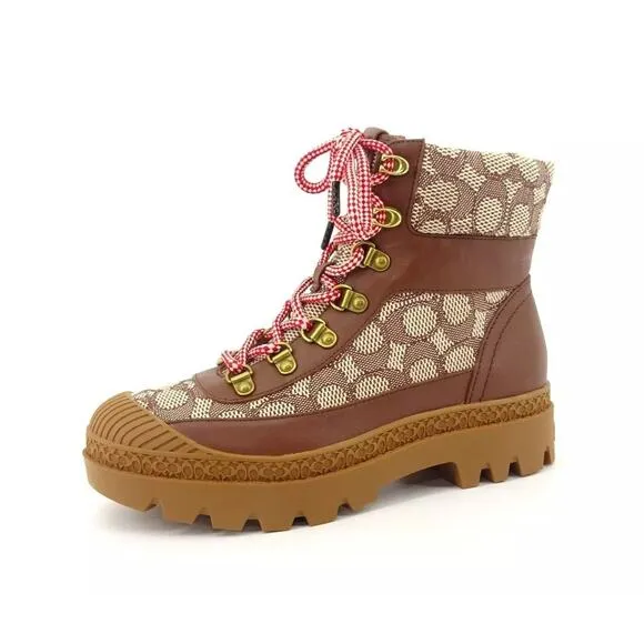 Coach Women's Talia Jacquard Coco/Maple boots, Brown Size 6.5M