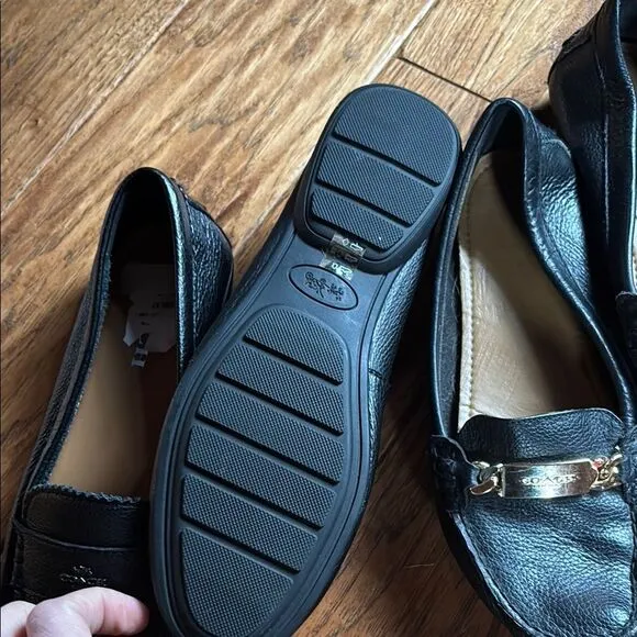 Coach Black Leather Flats Sleek Design bundle