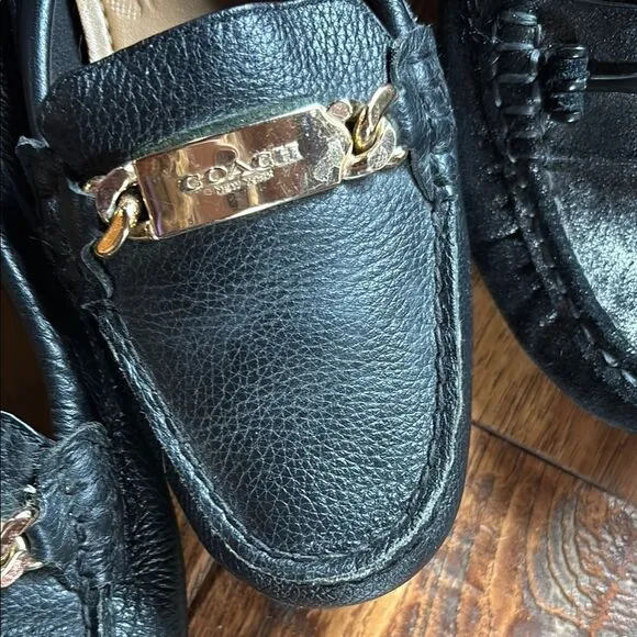 Coach Black Leather Flats Sleek Design bundle