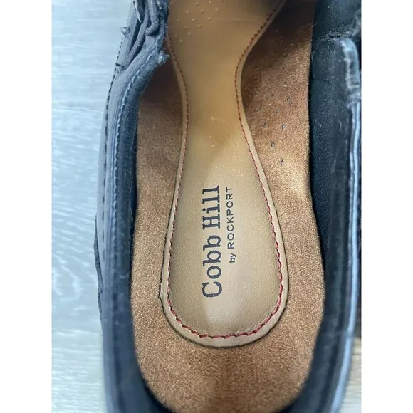 Cobb Hill Rockport Kailyn High Vamp Women's Black Leather Side Loafer Shoes 10