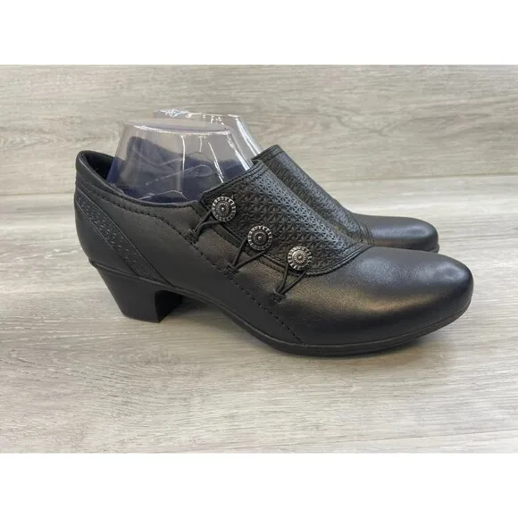 Cobb Hill Rockport Kailyn High Vamp Women's Black Leather Side Loafer Shoes 10