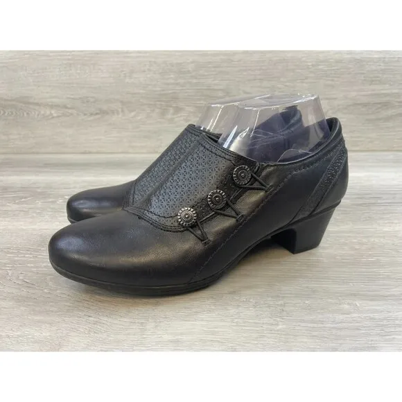 Cobb Hill Rockport Kailyn High Vamp Women's Black Leather Side Loafer Shoes 10